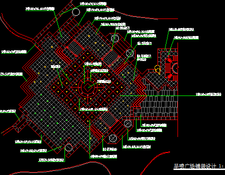 旱喷小广场平面景观施工图