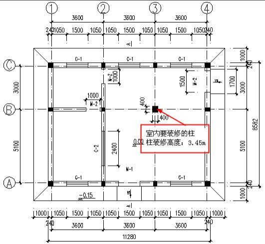 计算室内柱子的装修,做法是:88j1-1 内墙4b s柱=0.6*4*3.5=8.