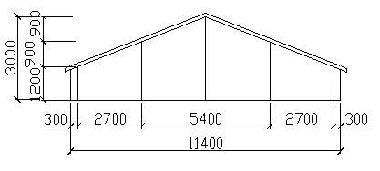 单层建筑物坡屋顶立面示意图