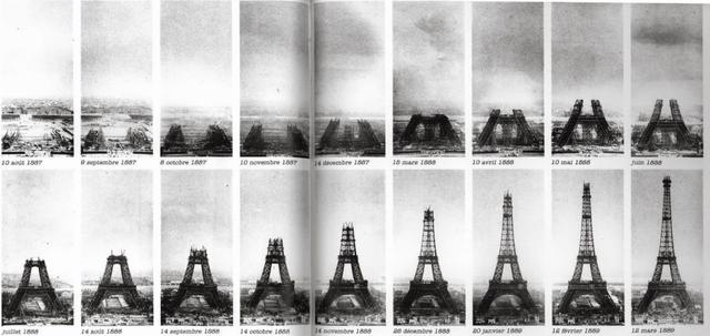 埃菲尔铁塔当时的施工进度照片
