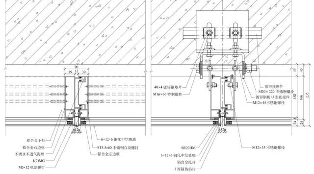 玻璃幕墙工艺构造(单元式幕墙),高清节点图