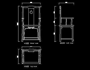 明代红木瑞兽纹四出头官帽椅设计图